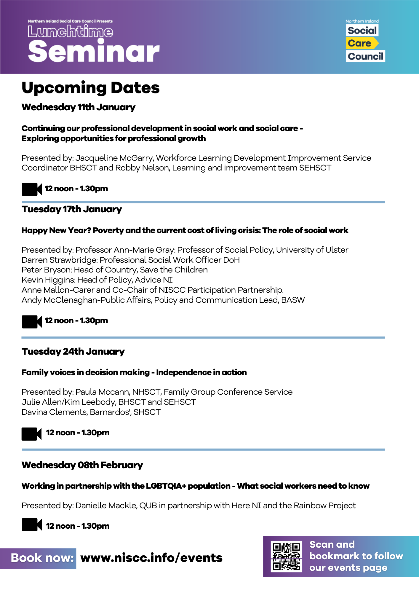 Upcoming Lunchtime Seminar Dates 2023 Niscc