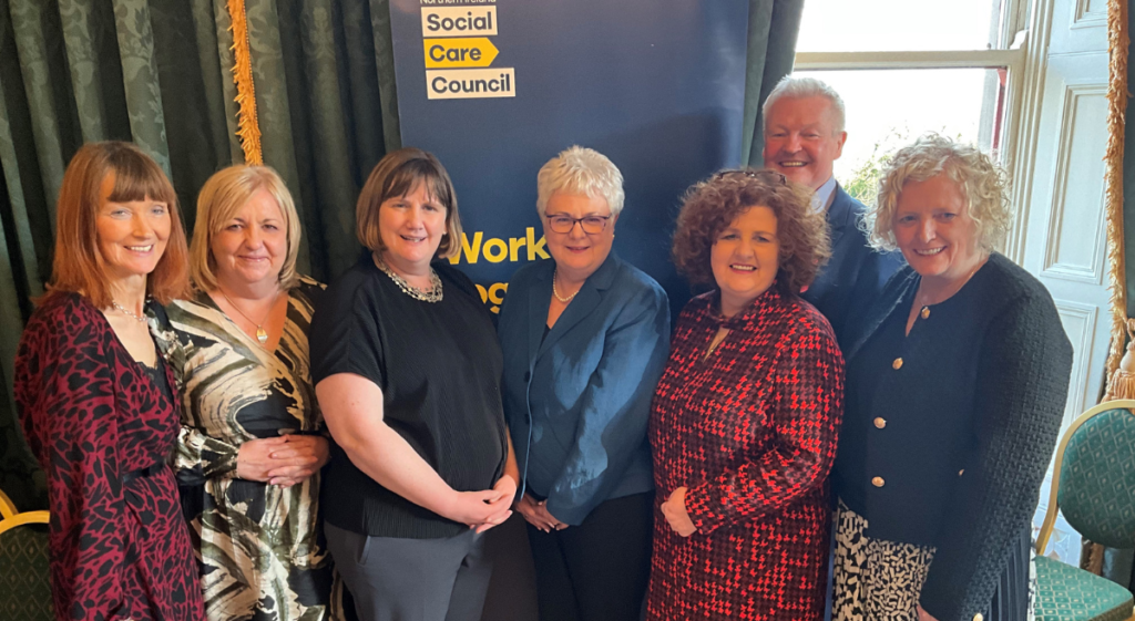Social Care Council Chief Executive Patricia Higgins with the Council’s Senior Leadership Team, conference organiser Anne McGlade and Chief Social Worker Aine Morrison. 