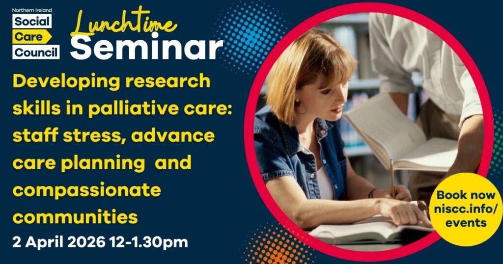 Lunchtime seminar graphic that focuses on palliative care on the 2nd of April